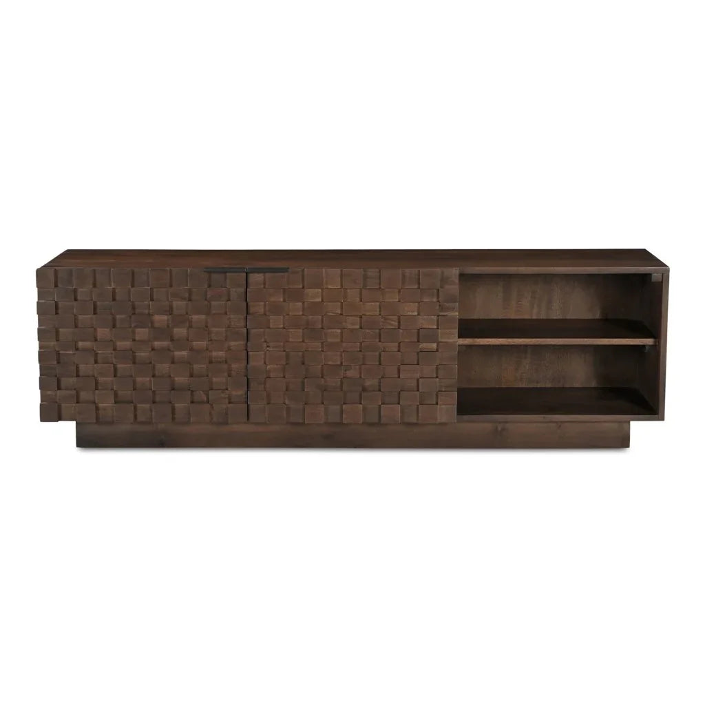 Easton Brown Solid Acacia Wood Media Unit Cabinet - LOOMLAN - Moe's Home - TV Stands & Media Centers