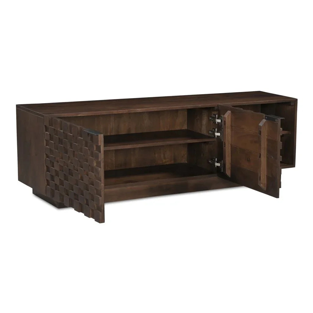 Easton Brown Solid Acacia Wood Media Unit Cabinet - LOOMLAN - Moe's Home - TV Stands & Media Centers