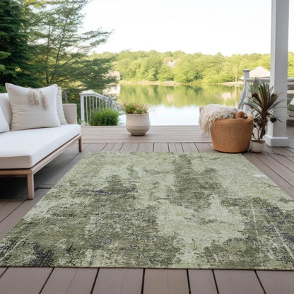 Ebonelle Green Washable Indoor - Outdoor Rug - LOOMLAN - LOOMLAN Rugs - Outdoor Rugs