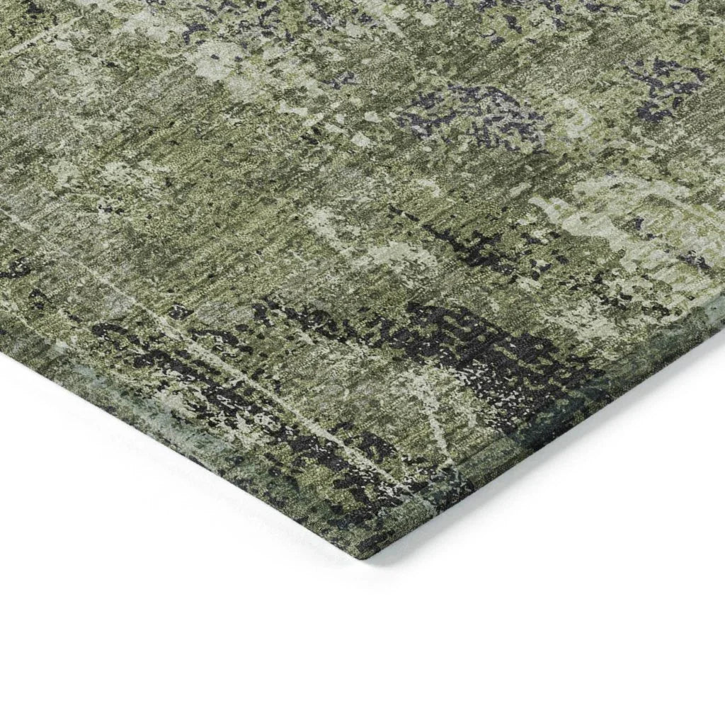 Ebonelle Green Washable Indoor - Outdoor Rug - LOOMLAN - LOOMLAN Rugs - Outdoor Rugs