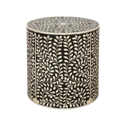 Ebony Black Unique Round Side Table - LOOMLAN - Furniture Classics - Side Tables