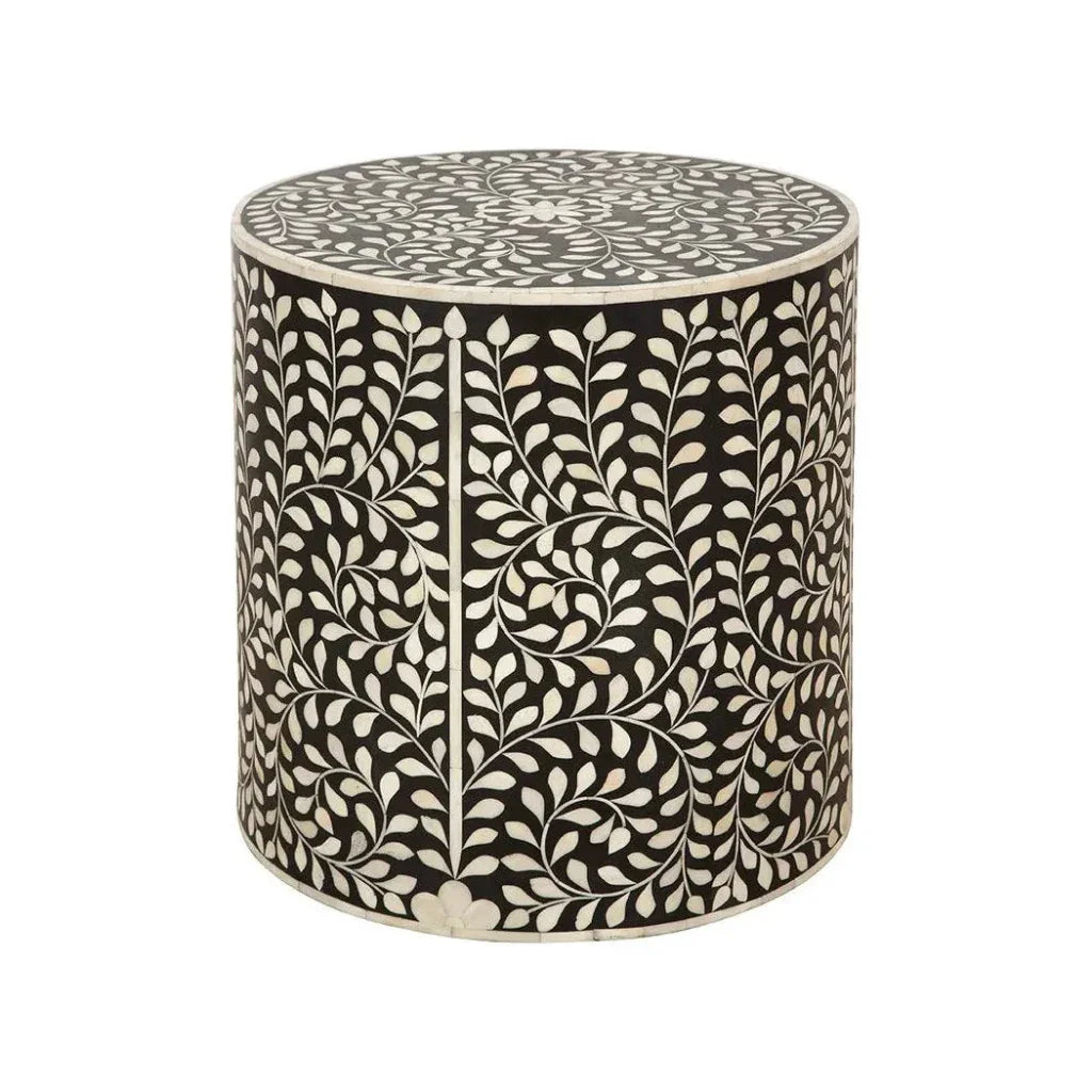 Ebony Black Unique Round Side Table - LOOMLAN - Furniture Classics - Side Tables