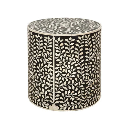 Ebony Black Unique Round Side Table - LOOMLAN - Furniture Classics - Side Tables