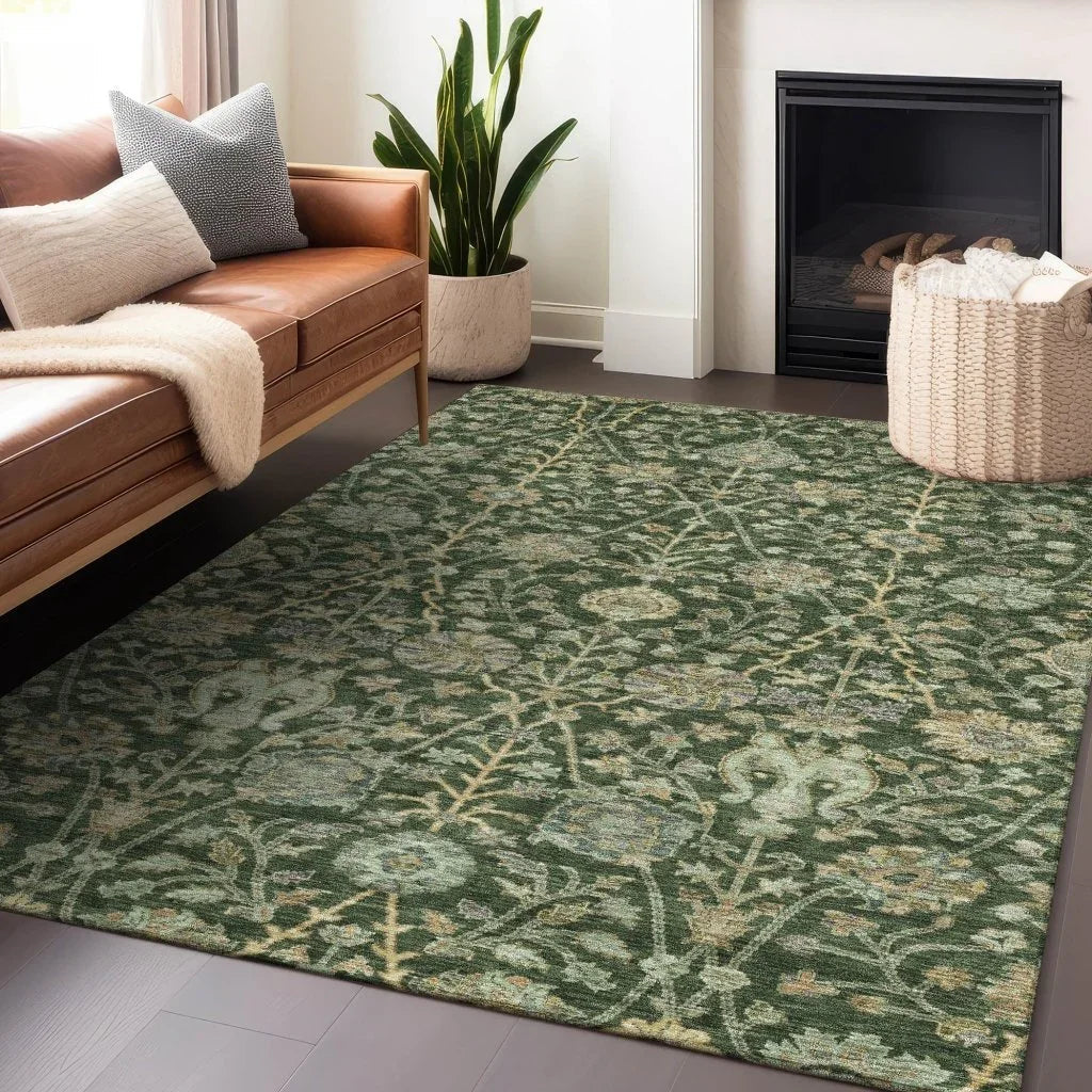 Echo Green Washable Indoor-Outdoor Rug-Outdoor Rugs-LOOMLAN Rugs-LOOMLAN