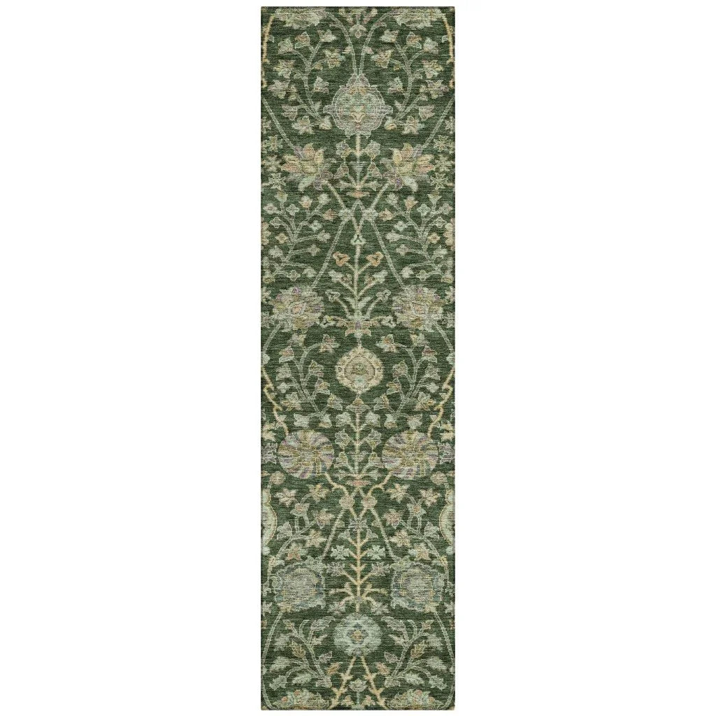 Echo Green Washable Indoor-Outdoor Rug-Outdoor Rugs-LOOMLAN Rugs-2'3" x 7'6"-LOOMLAN