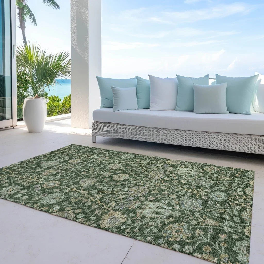 Echo Green Washable Indoor-Outdoor Rug-Outdoor Rugs-LOOMLAN Rugs-LOOMLAN