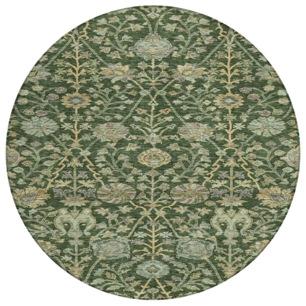 Echo Green Washable Indoor-Outdoor Rug-Outdoor Rugs-LOOMLAN Rugs-8' x 8'-LOOMLAN