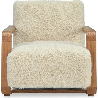 Eckersley Faux Fur Lounge Armchair-Lounge Chairs-Moe's Home-White-LOOMLAN