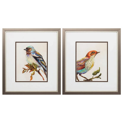 Eco Bird I Orange Framed Wall Art 2PC