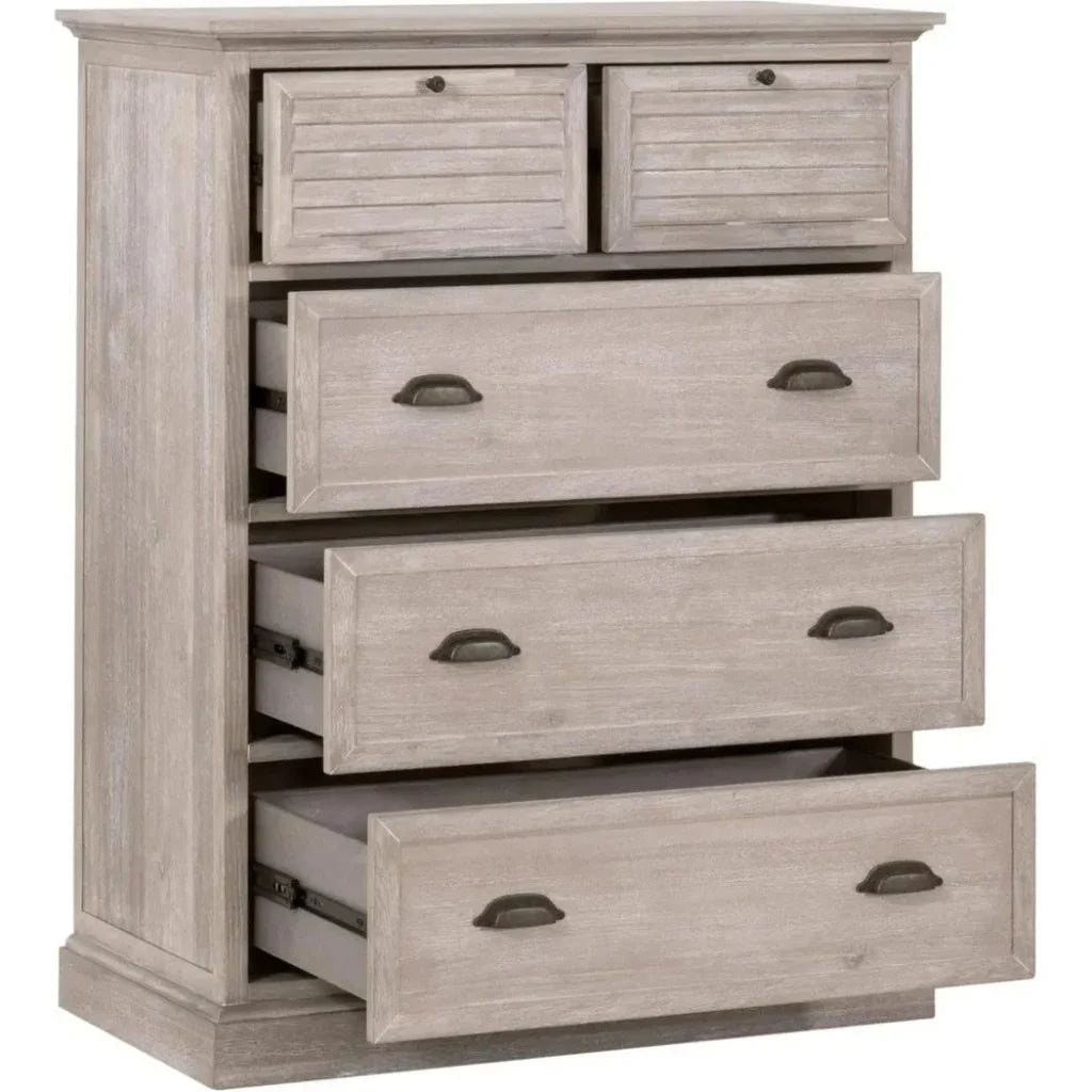 Eden 5 - Drawer High Chest Natural Gray Acacia - LOOMLAN - Essentials For Living - Chests