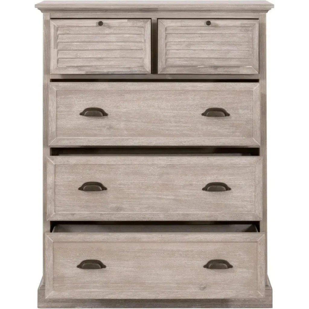 Eden 5 - Drawer High Chest Natural Gray Acacia - LOOMLAN - Essentials For Living - Chests