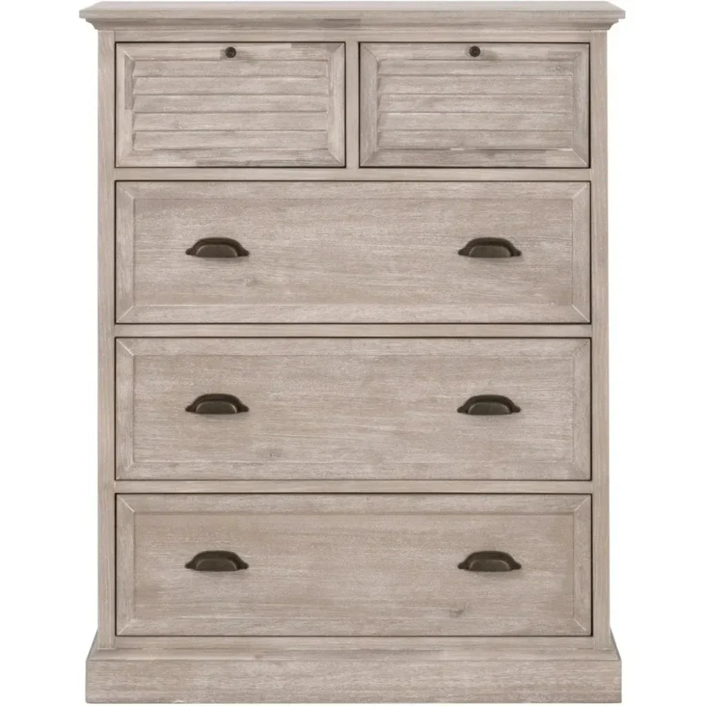 Eden 5 - Drawer High Chest Natural Gray Acacia - LOOMLAN - Essentials For Living - Chests