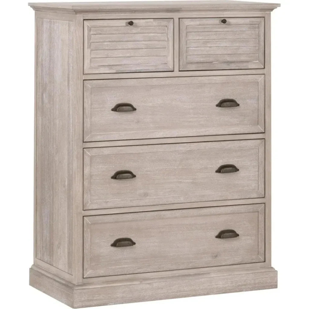 Eden 5 - Drawer High Chest Natural Gray Acacia - LOOMLAN - Essentials For Living - Chests