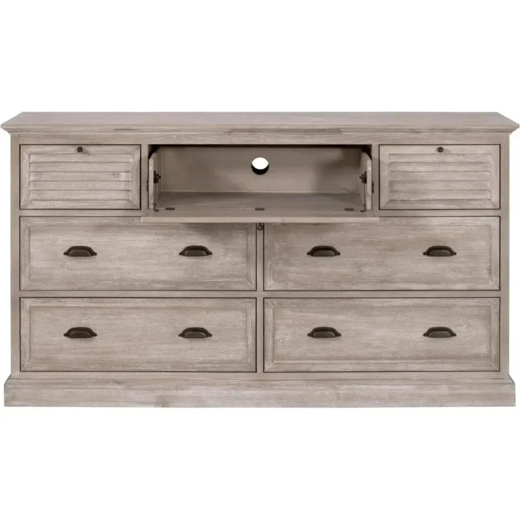 Eden 7 - Drawer Media Dresser Natural Gray - LOOMLAN - Essentials For Living - Dressers