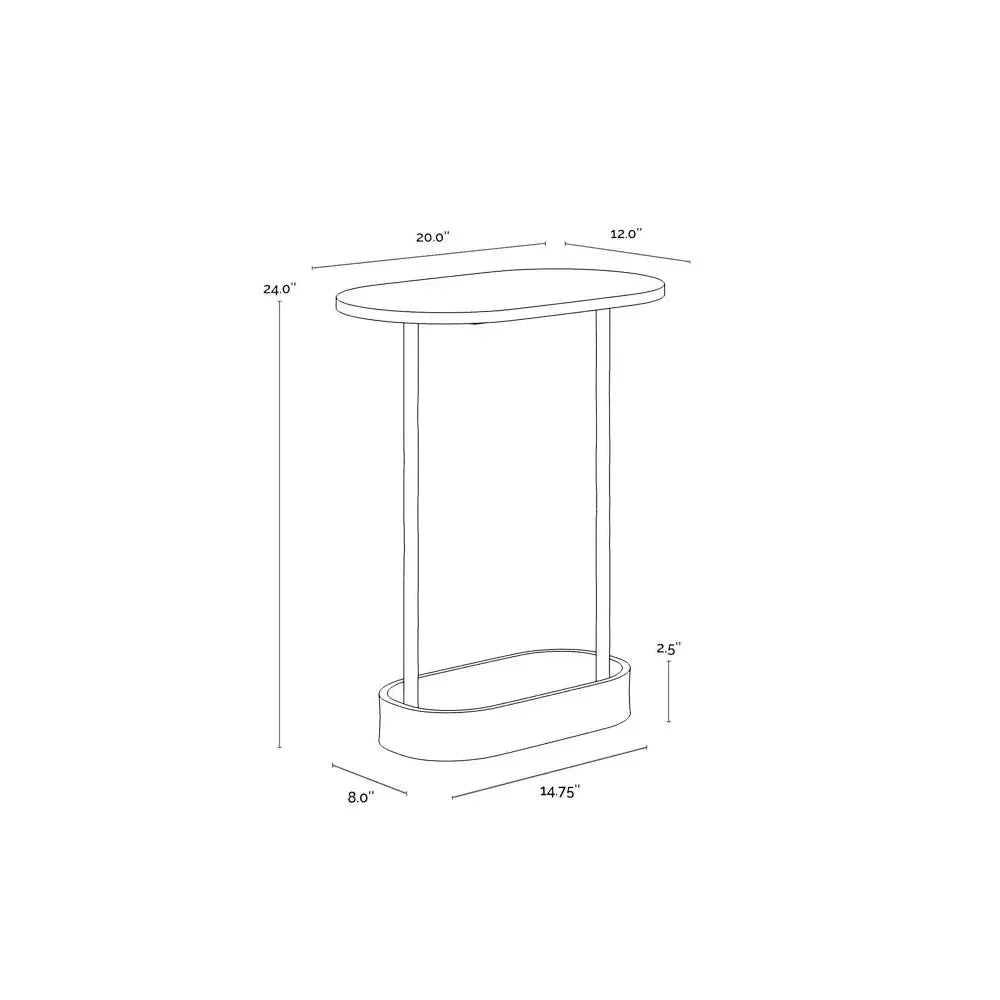 Eden White Marble Topped Oval End Table - LOOMLAN - SUNPAN - Side Tables