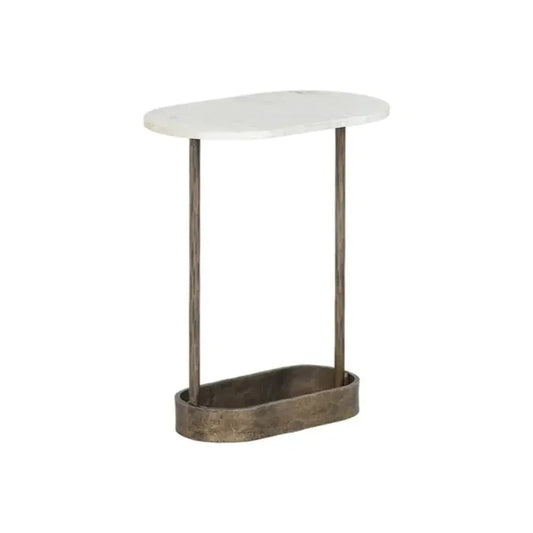 Eden White Marble Topped Oval End Table - LOOMLAN - SUNPAN - Side Tables