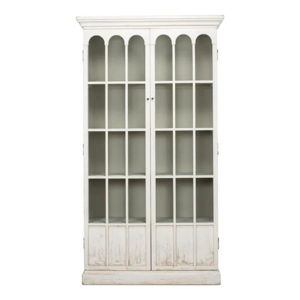 Edgar Allan Glass Doors Curio Bookcase White - LOOMLAN - Sarreid - Buffets & Curios
