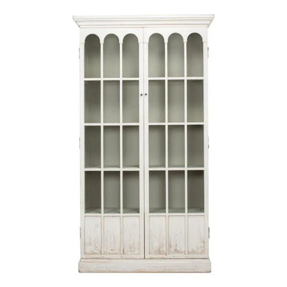 Edgar Allan Glass Doors Curio Bookcase White - LOOMLAN - Sarreid - Buffets & Curios
