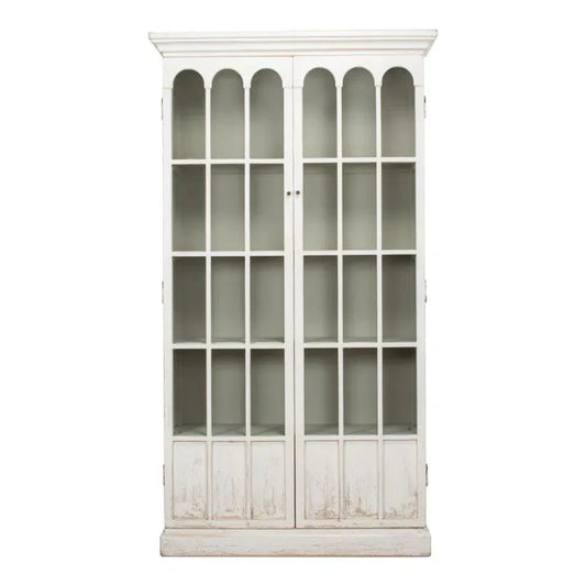 Edgar Allan Glass Doors Curio Bookcase White - LOOMLAN - Sarreid - Buffets & Curios