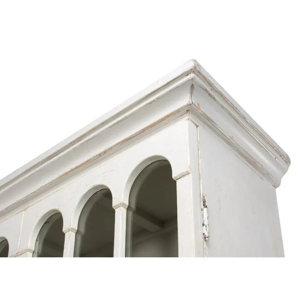 Edgar Allan Glass Doors Curio Bookcase White - LOOMLAN - Sarreid - Buffets & Curios