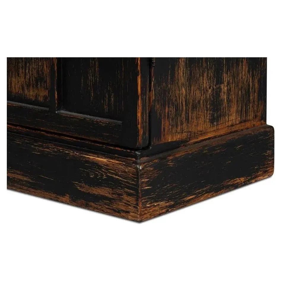 Edgar Allan Glass Doors Curio Bookcase Black - LOOMLAN - Sarreid - Buffets & Curios