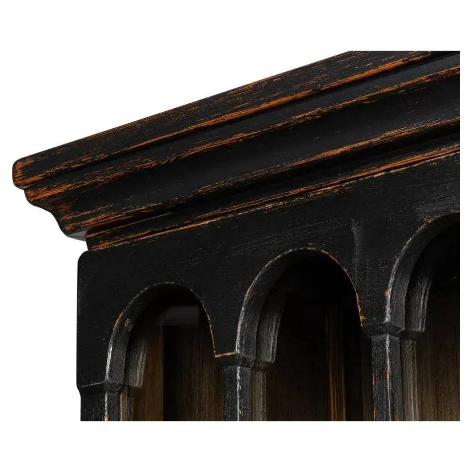 Edgar Allan Glass Doors Curio Bookcase Black - LOOMLAN - Sarreid - Buffets & Curios