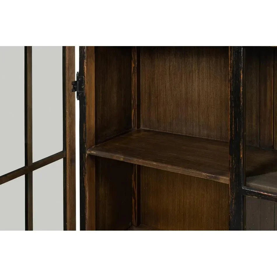 Edgar Allan Glass Doors Curio Bookcase Black - LOOMLAN - Sarreid - Buffets & Curios