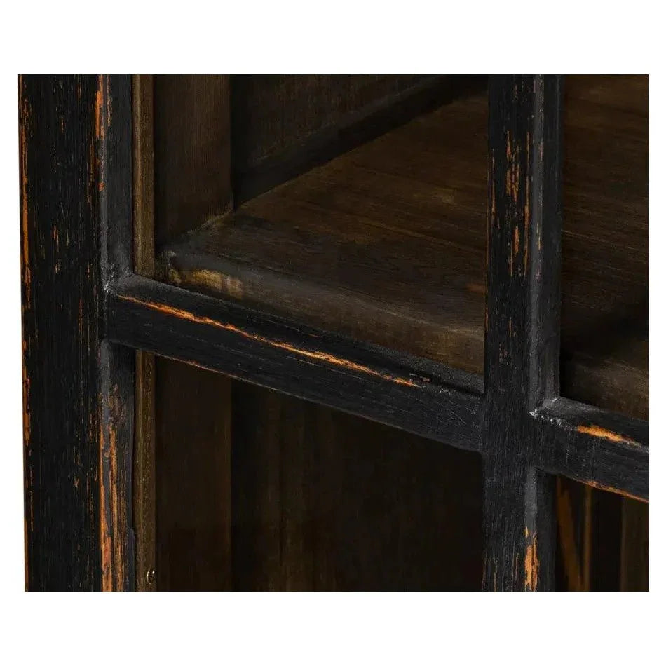 Edgar Allan Glass Doors Curio Bookcase Black - LOOMLAN - Sarreid - Buffets & Curios