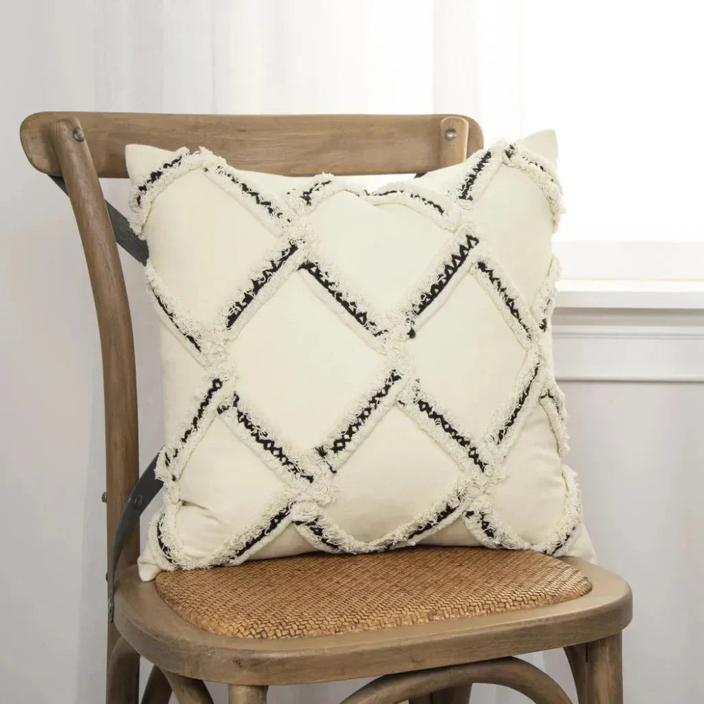 Edie Diamond White & Black Throw Pillow Down Insert - LOOMLAN - LOOMLAN - Throw Pillows