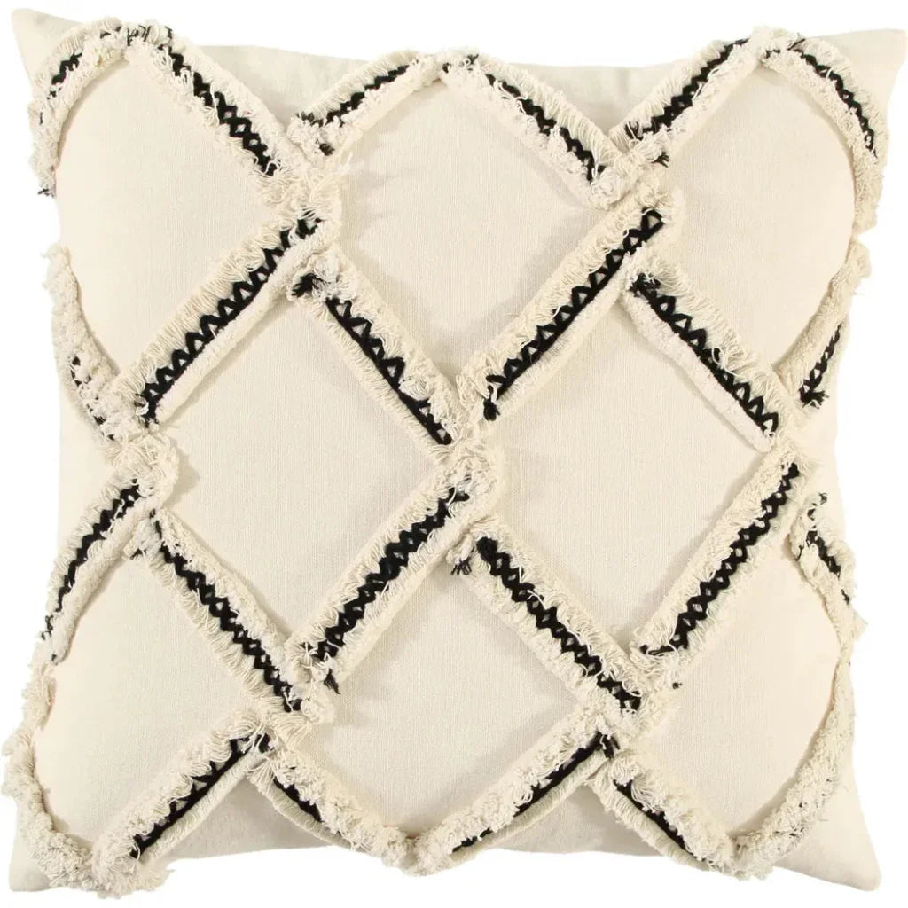 Edie Diamond White & Black Throw Pillow Down Insert - LOOMLAN - LOOMLAN - Throw Pillows