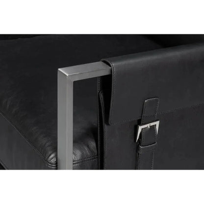 Edmonds Distilled Leather & Iron Black Arm Chair - LOOMLAN - Sarreid - Accent Chairs