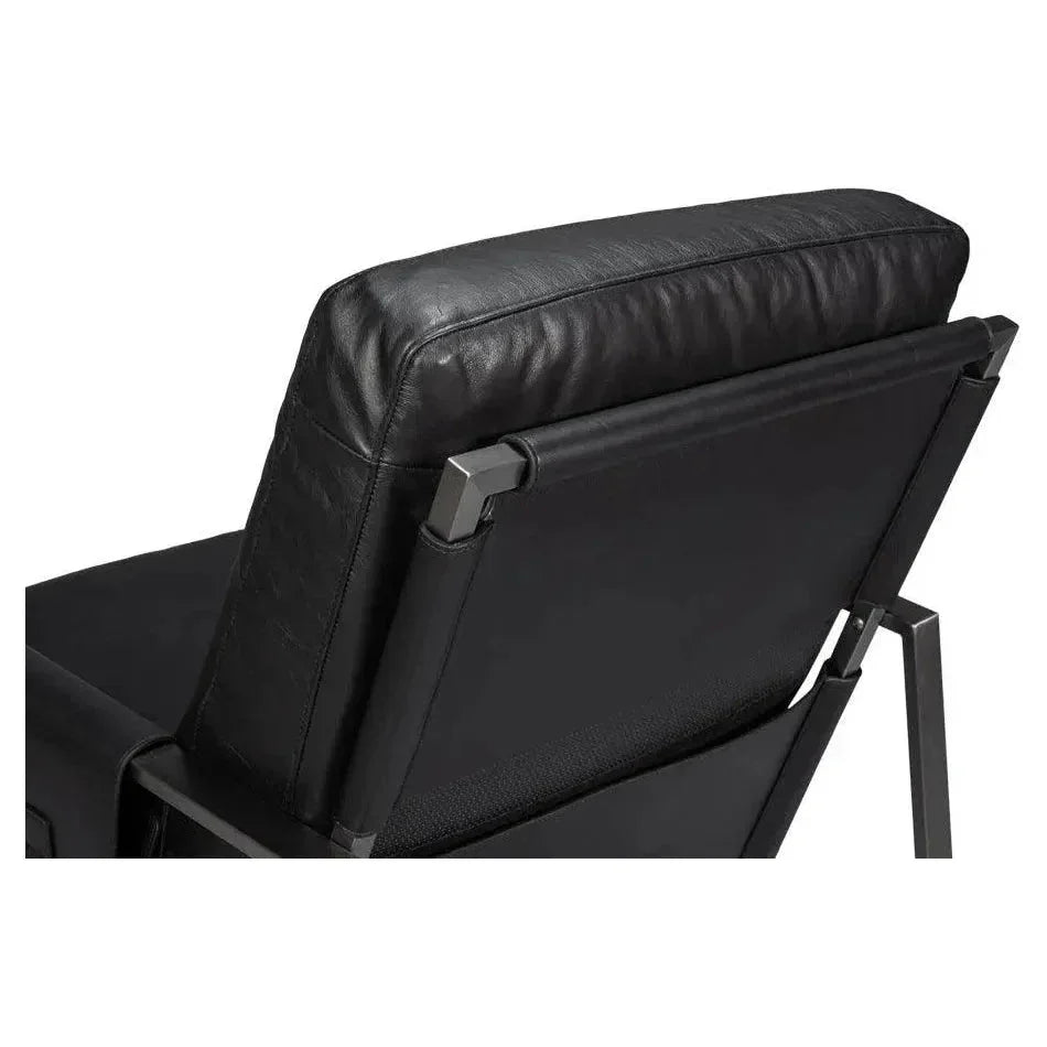 Edmonds Distilled Leather & Iron Black Arm Chair - LOOMLAN - Sarreid - Accent Chairs