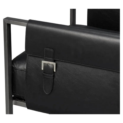 Edmonds Distilled Leather & Iron Black Arm Chair - LOOMLAN - Sarreid - Accent Chairs