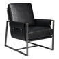 Edmonds Distilled Leather & Iron Black Arm Chair - LOOMLAN - Sarreid - Accent Chairs