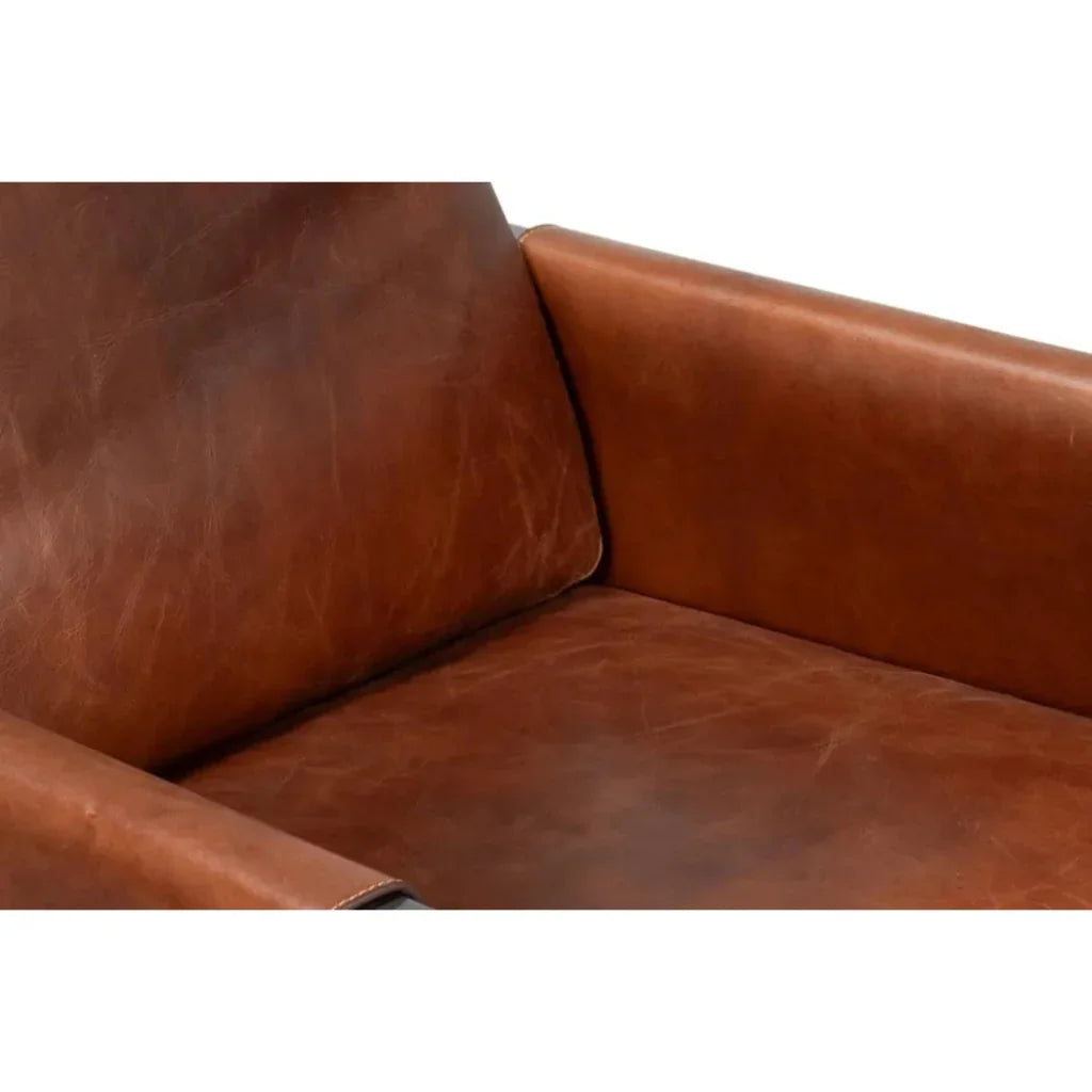 Edmonds Leather Upholstery Luxury Leather Chair - LOOMLAN - Sarreid - Accent Chairs