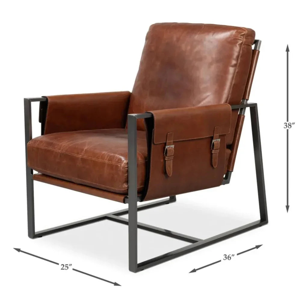 Edmonds Leather Upholstery Luxury Leather Chair - LOOMLAN - Sarreid - Accent Chairs