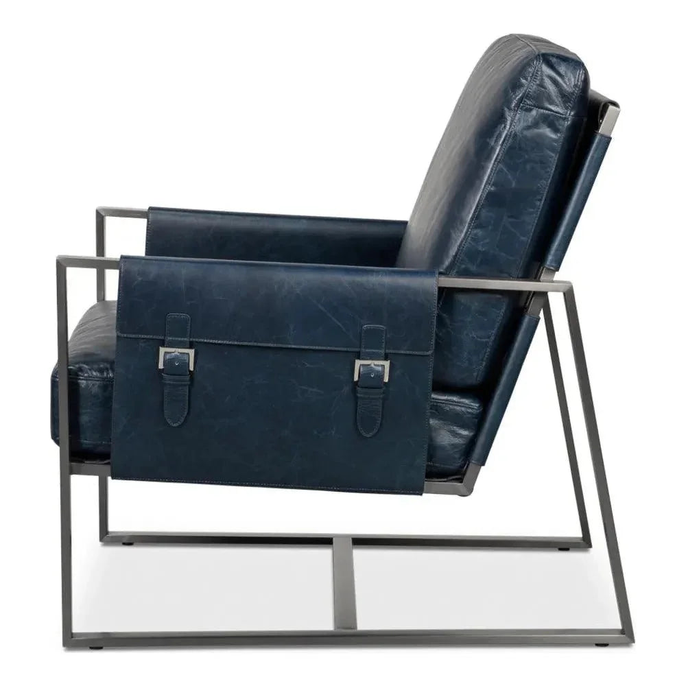 Edmonds Leather Upholstery Luxury Leather Chair - LOOMLAN - Sarreid - Accent Chairs