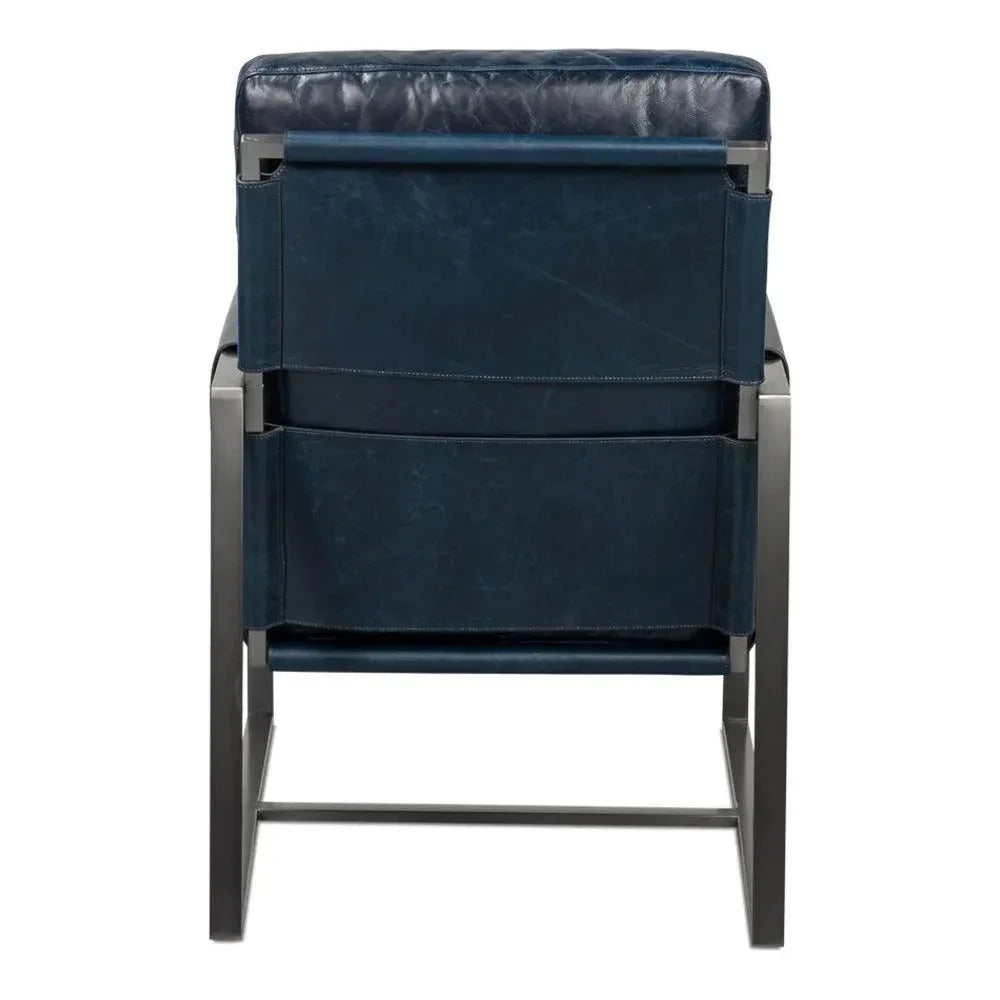 Edmonds Leather Upholstery Luxury Leather Chair - LOOMLAN - Sarreid - Accent Chairs