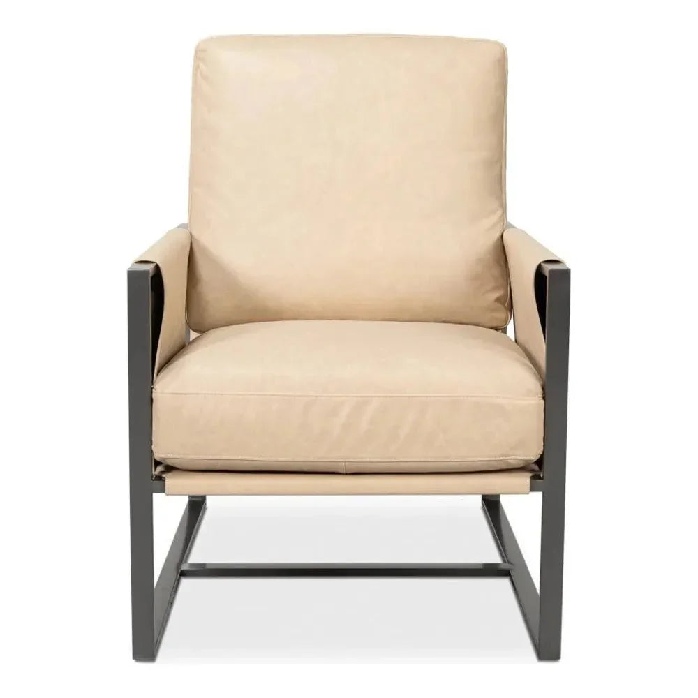 Edmonds Leather Upholstery Luxury Leather Chair - LOOMLAN - Sarreid - Accent Chairs