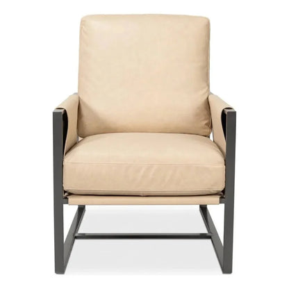 Edmonds Leather Upholstery Luxury Leather Chair - LOOMLAN - Sarreid - Accent Chairs