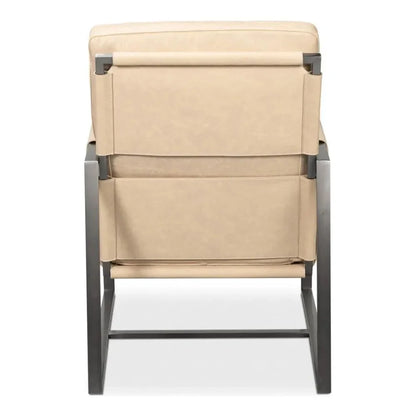 Edmonds Leather Upholstery Luxury Leather Chair - LOOMLAN - Sarreid - Accent Chairs