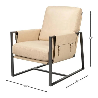 Edmonds Leather Upholstery Luxury Leather Chair - LOOMLAN - Sarreid - Accent Chairs