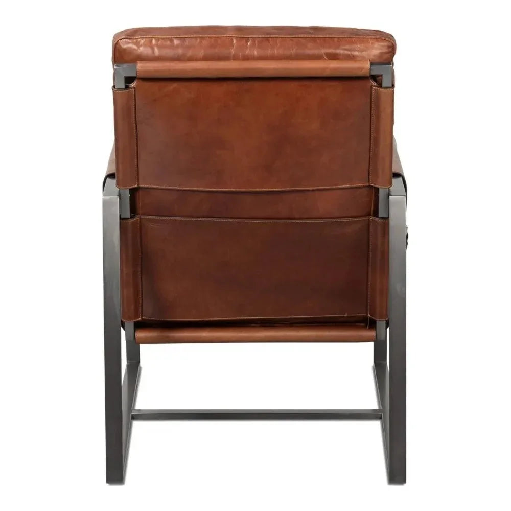 Edmonds Leather Upholstery Luxury Leather Chair - LOOMLAN - Sarreid - Accent Chairs