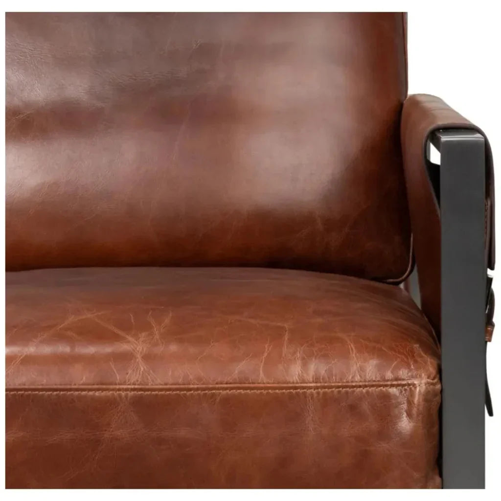 Edmonds Leather Upholstery Luxury Leather Chair - LOOMLAN - Sarreid - Accent Chairs