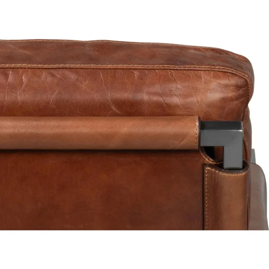 Edmonds Leather Upholstery Luxury Leather Chair - LOOMLAN - Sarreid - Accent Chairs