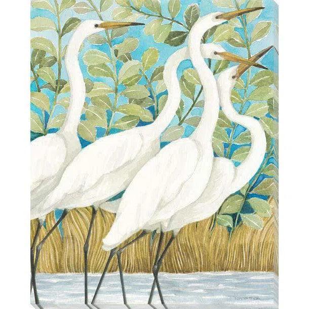 Egret White Birds Coastal Wall Art Indoor Outdoor - LOOMLAN - LOOMLAN - Canvas Art