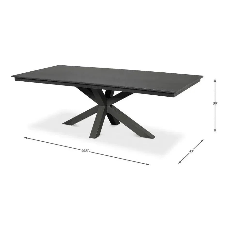 Eich Tulip Wood Base Grey Rectangular Dining Table-Dining Tables-Sarreid-LOOMLAN
