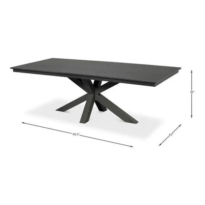 Eich Tulip Wood Base Grey Rectangular Dining Table-Dining Tables-Sarreid-LOOMLAN