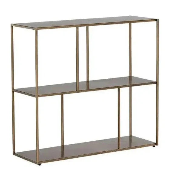 Eiffel Stylish Iron Low Etagere-Etageres-SUNPAN-Antique Brass-Medium-LOOMLAN