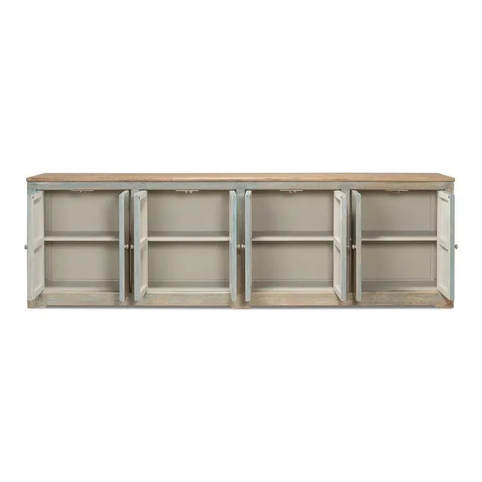Eight Is Enough Extra Wide Sideboard Antique Blue - LOOMLAN - Sarreid - Sideboards